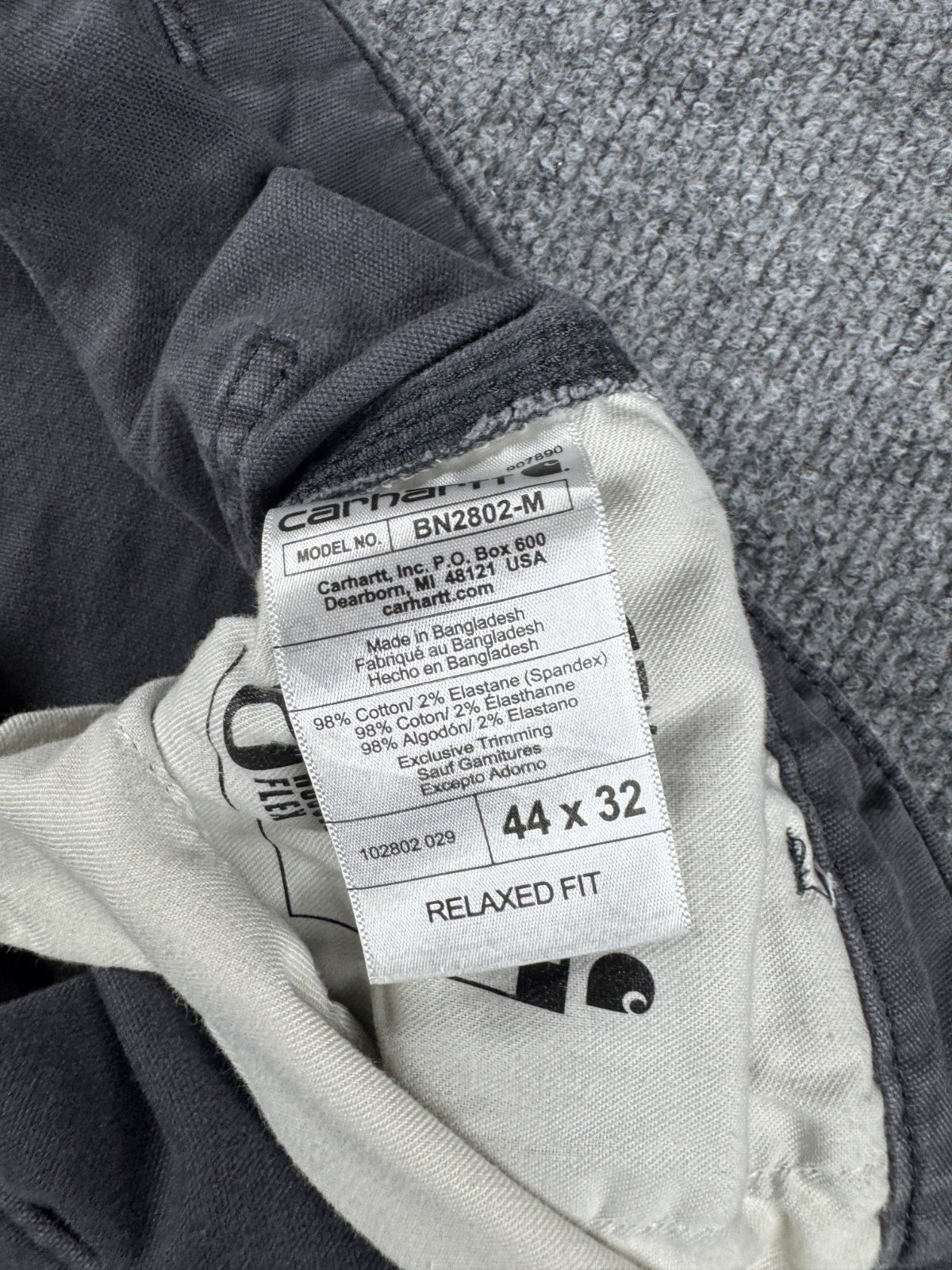 Carhartt Pants Mens 44×32 Gray Double Knee Relaxed Fit Workwear 102802-029