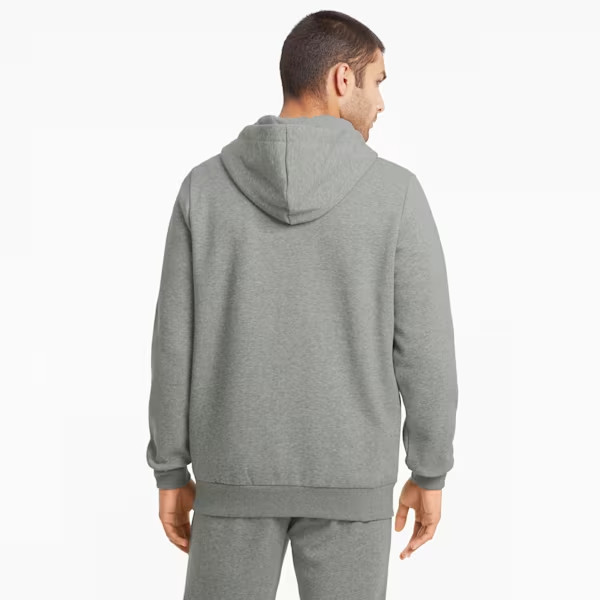 PUMA Men’s Essentials+ Embroidery Full Zip Fleece Hoodie | Medium Gray Heather
