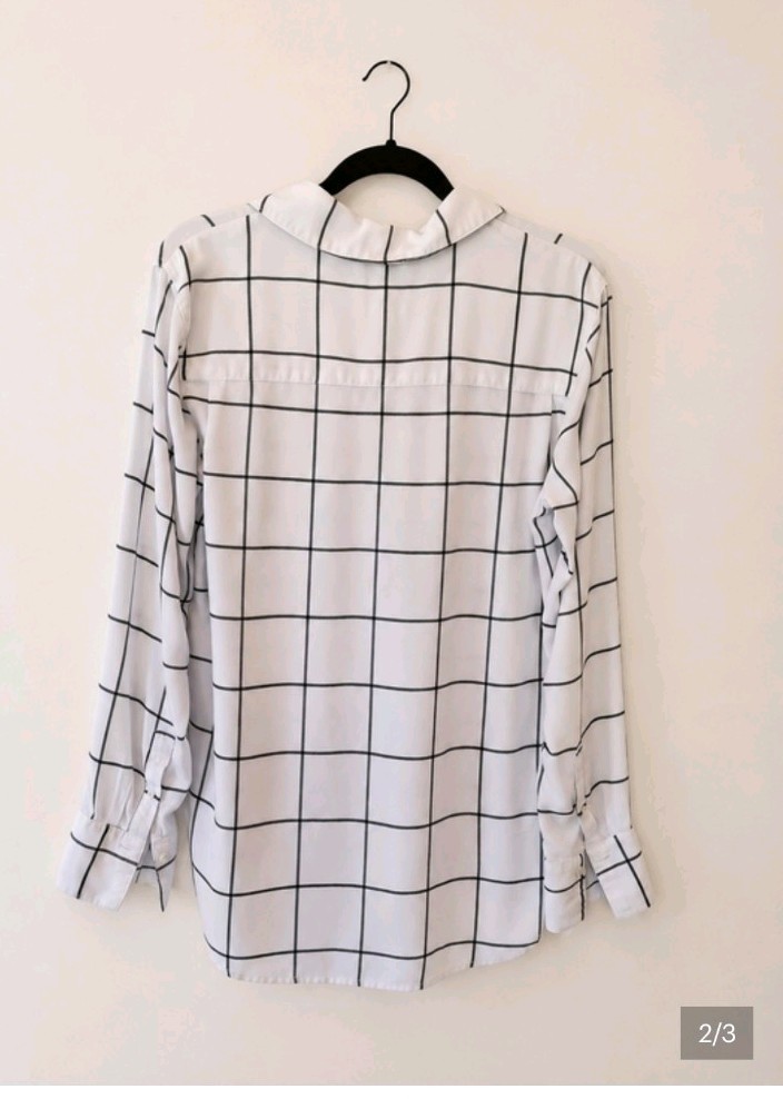 Treasure & Bond Windowpane Plaid Collared Long Sleeve Button-Up Shirt S