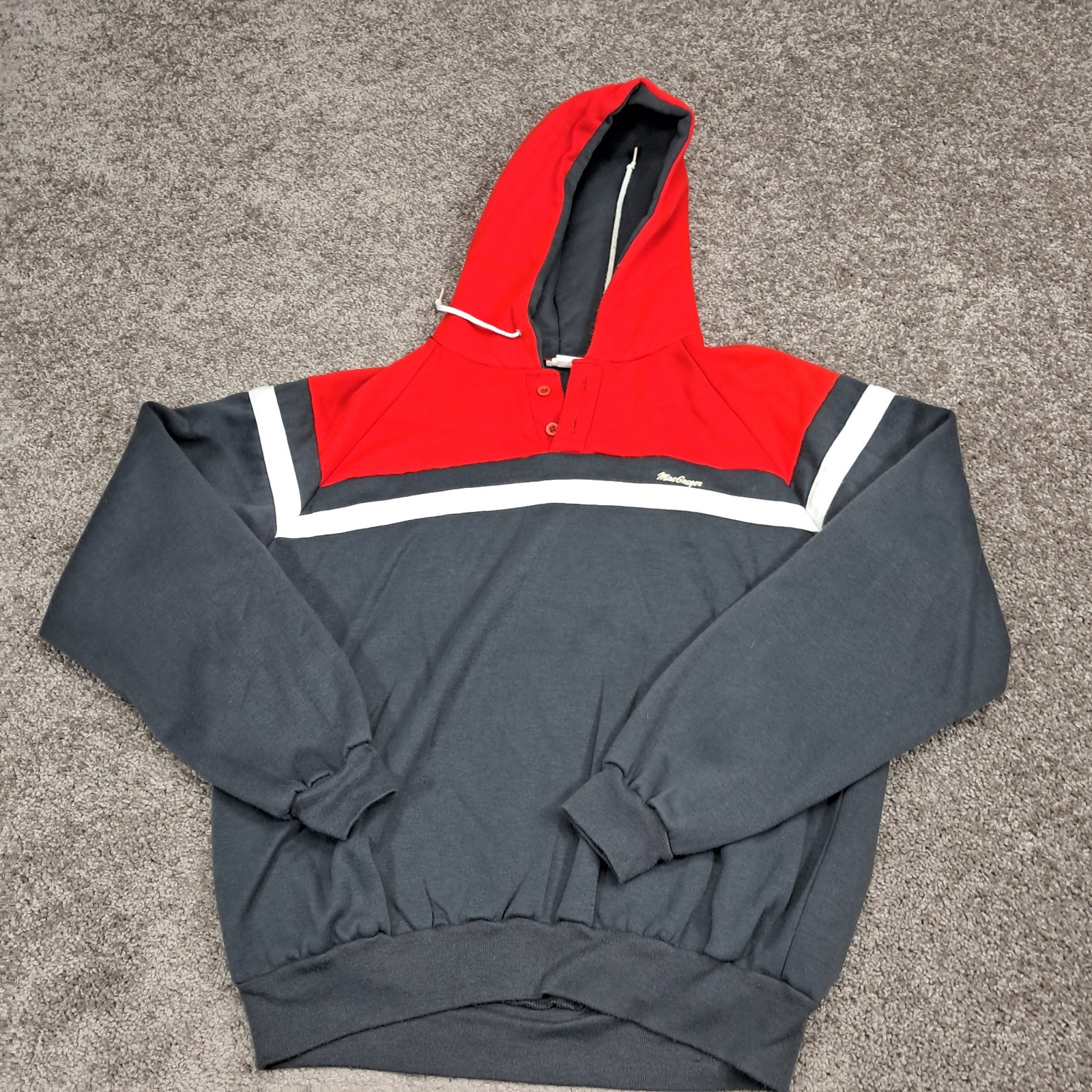 Vintage Mac Gregor Men’s 1/4 Button Up Hoodie Red X-Large