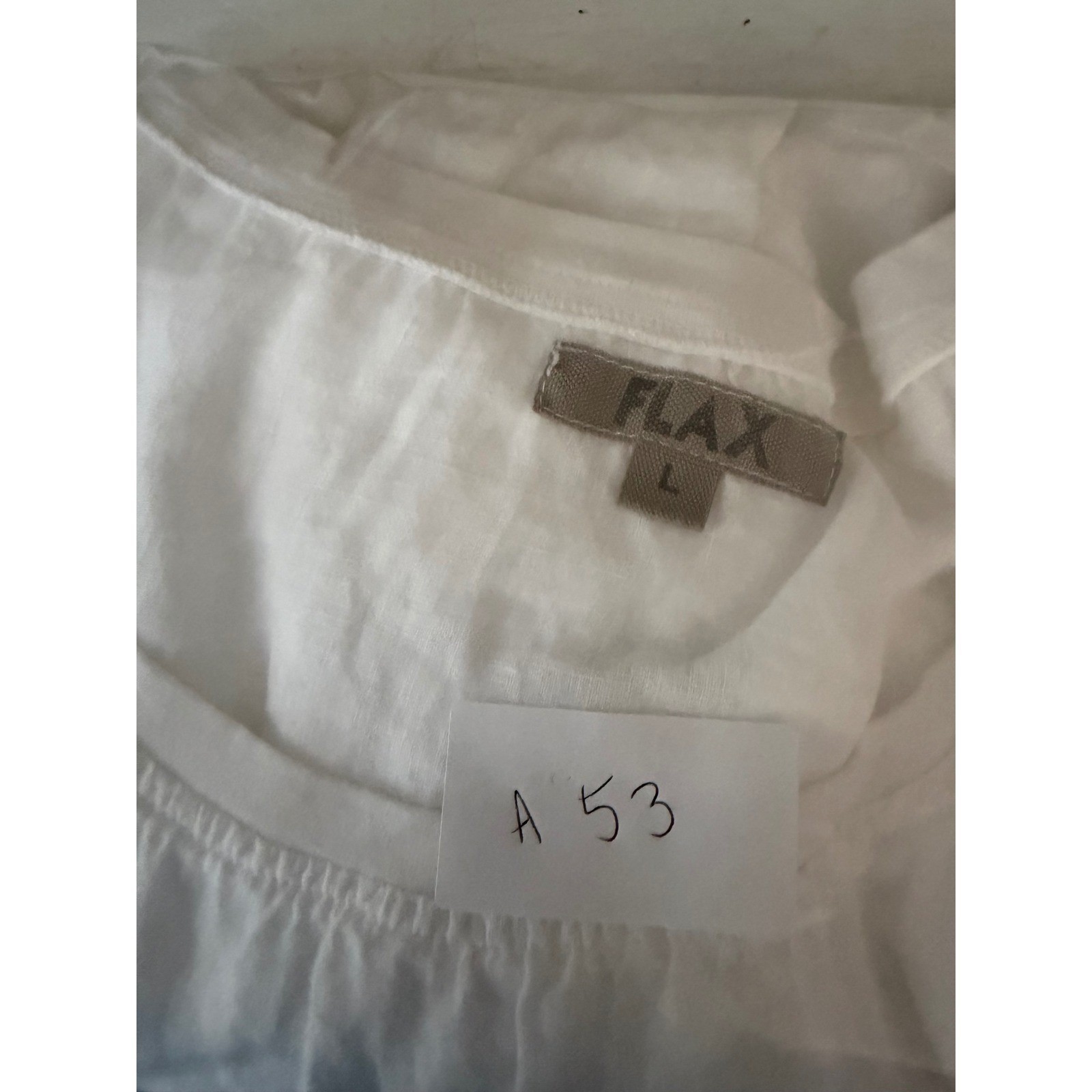 Flax White Boxy Linen Blouse L Pocket Lagenlook White Oversized Summer Beach