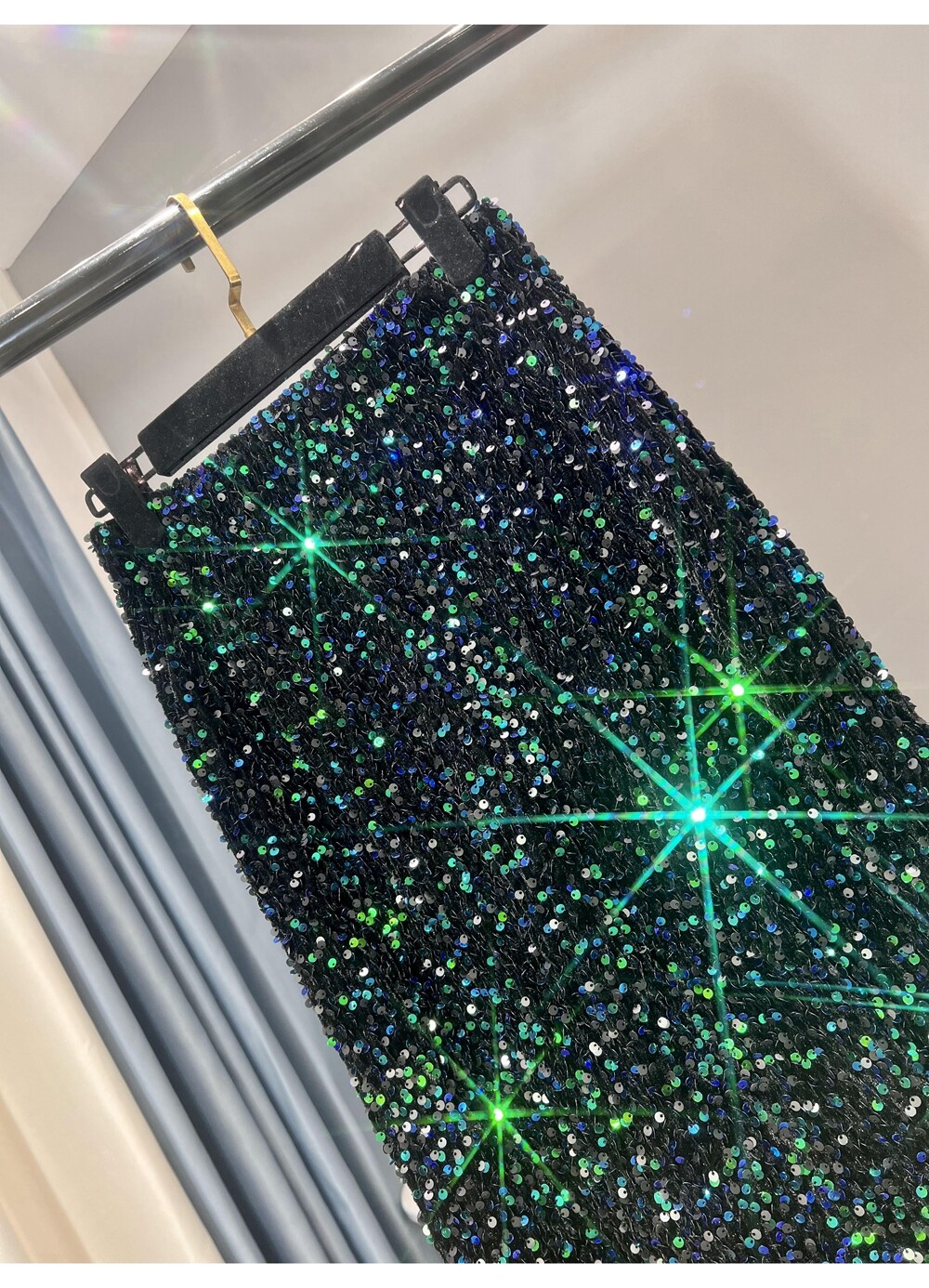 Thickened High-waisted Slim,Versatile Mid-length Skirt SequinSkirt