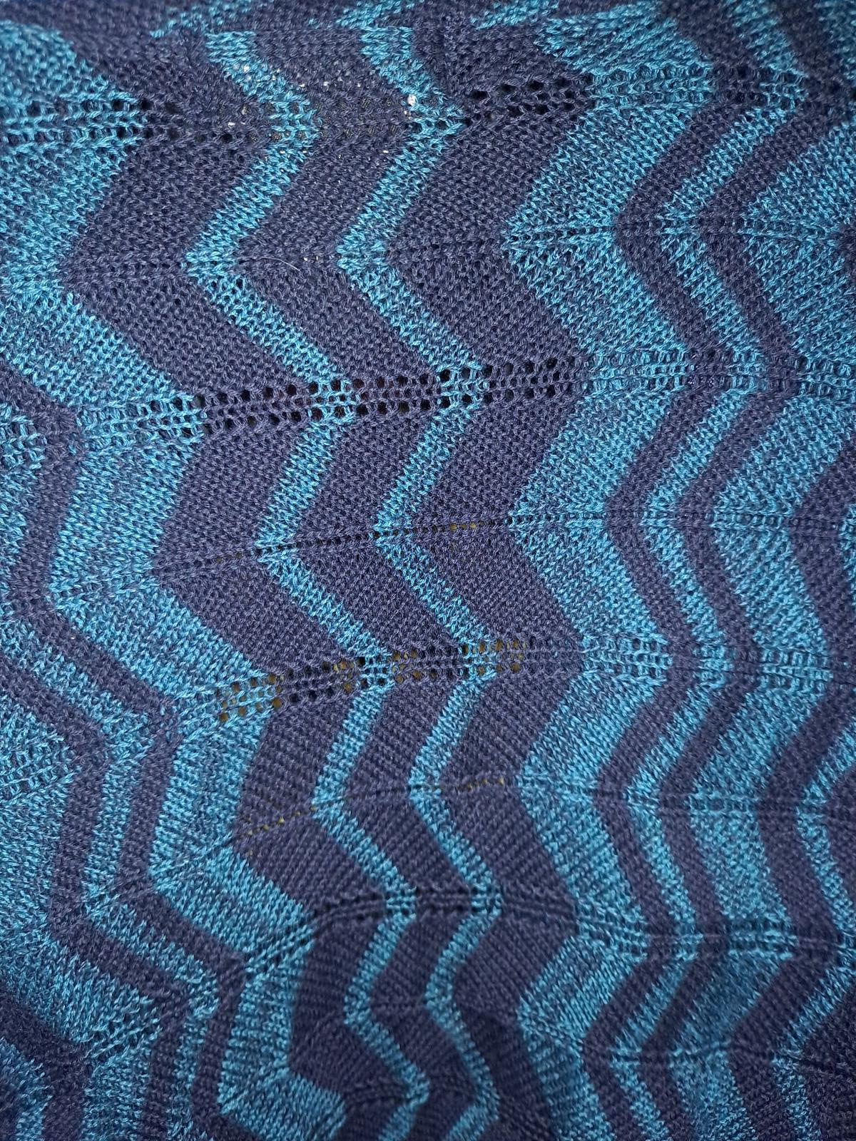 Attention 2 Tone Blue Open Front Belted Knit Sweater Size Large