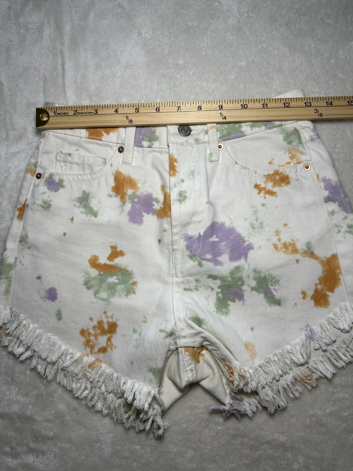 Wild Fable Shorts-00 Womens White MultiColor Splatter Highest Rise Jean