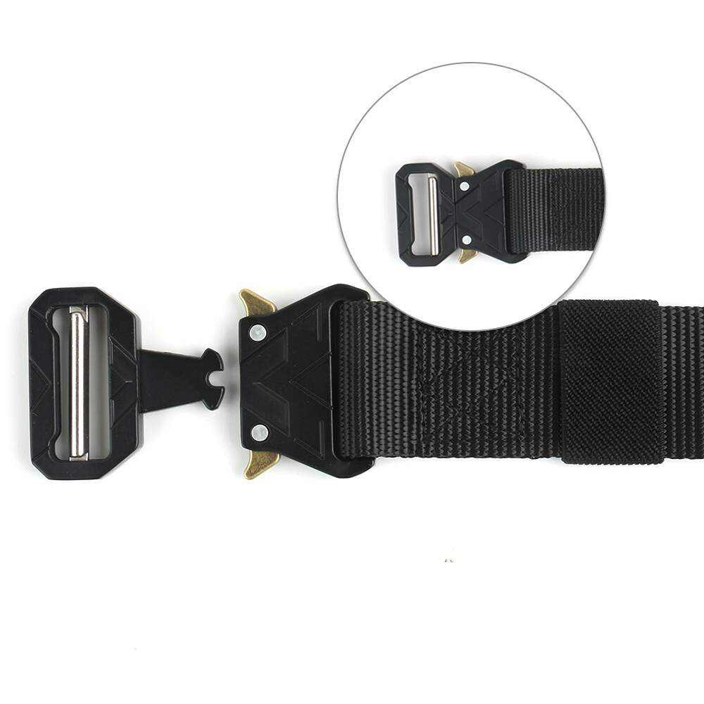 Men’s Nylon Tactical Belt Quick Release 1.5 in Buckle Webbing Waistbelt Black