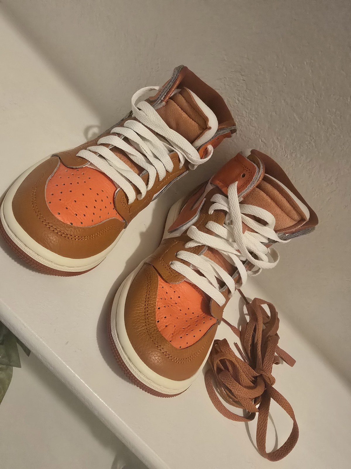 Jordan Air Jordan 1 Mid Apricot High Top Sneakers Orange Brown White Lace-Up