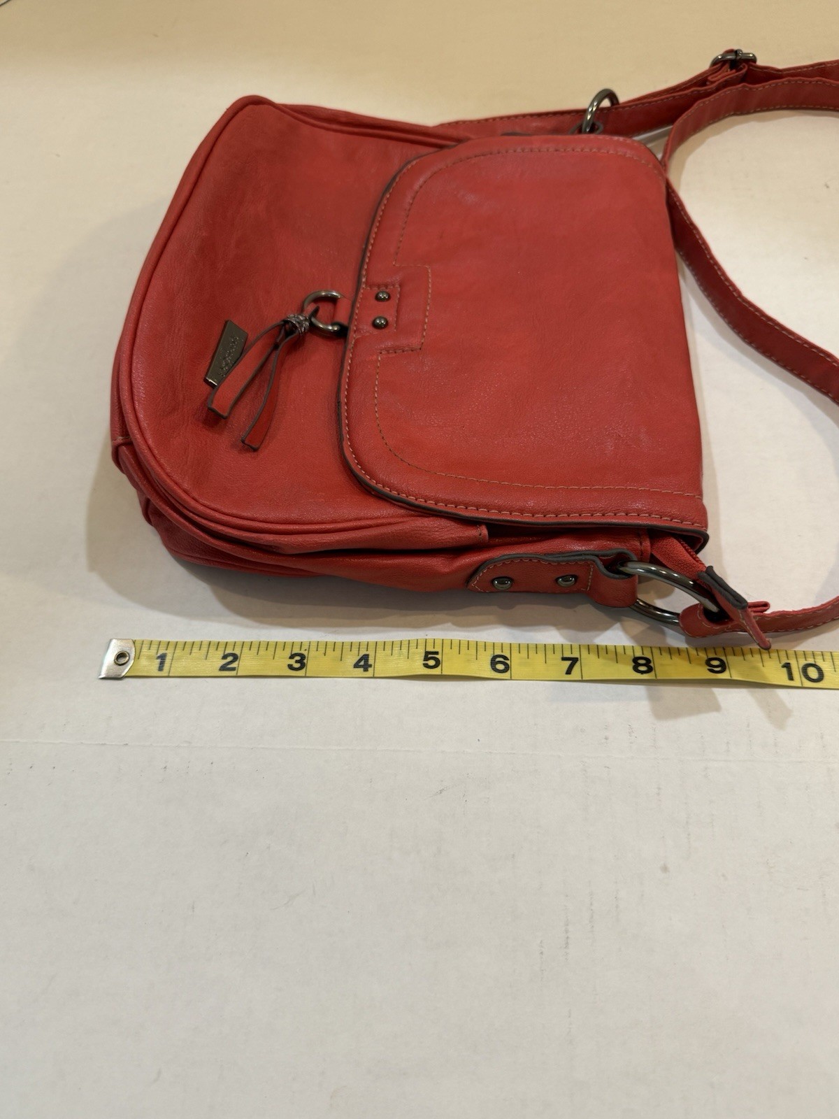 Vintage Amphora Red Leather Crossbody or Saddle-Style Adjustable Strap HTF