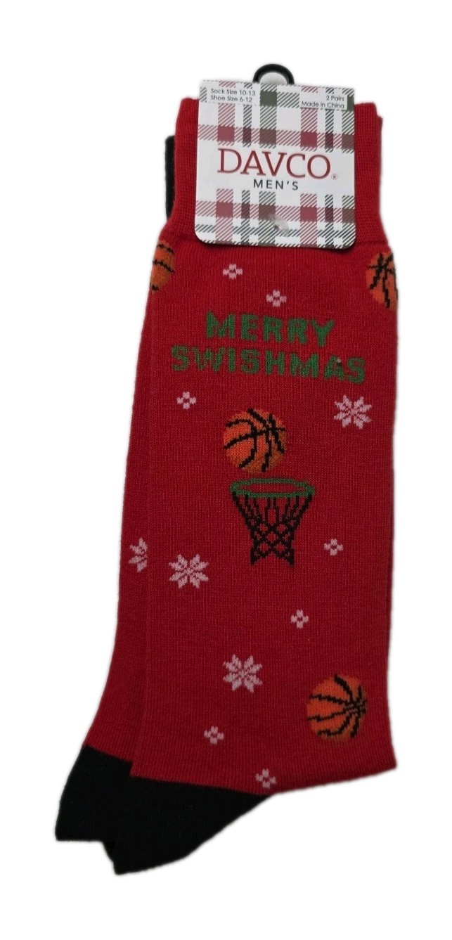Davco 2 Pairs Merry Swishmas Novelty Christmas Socks Men’s 10-13