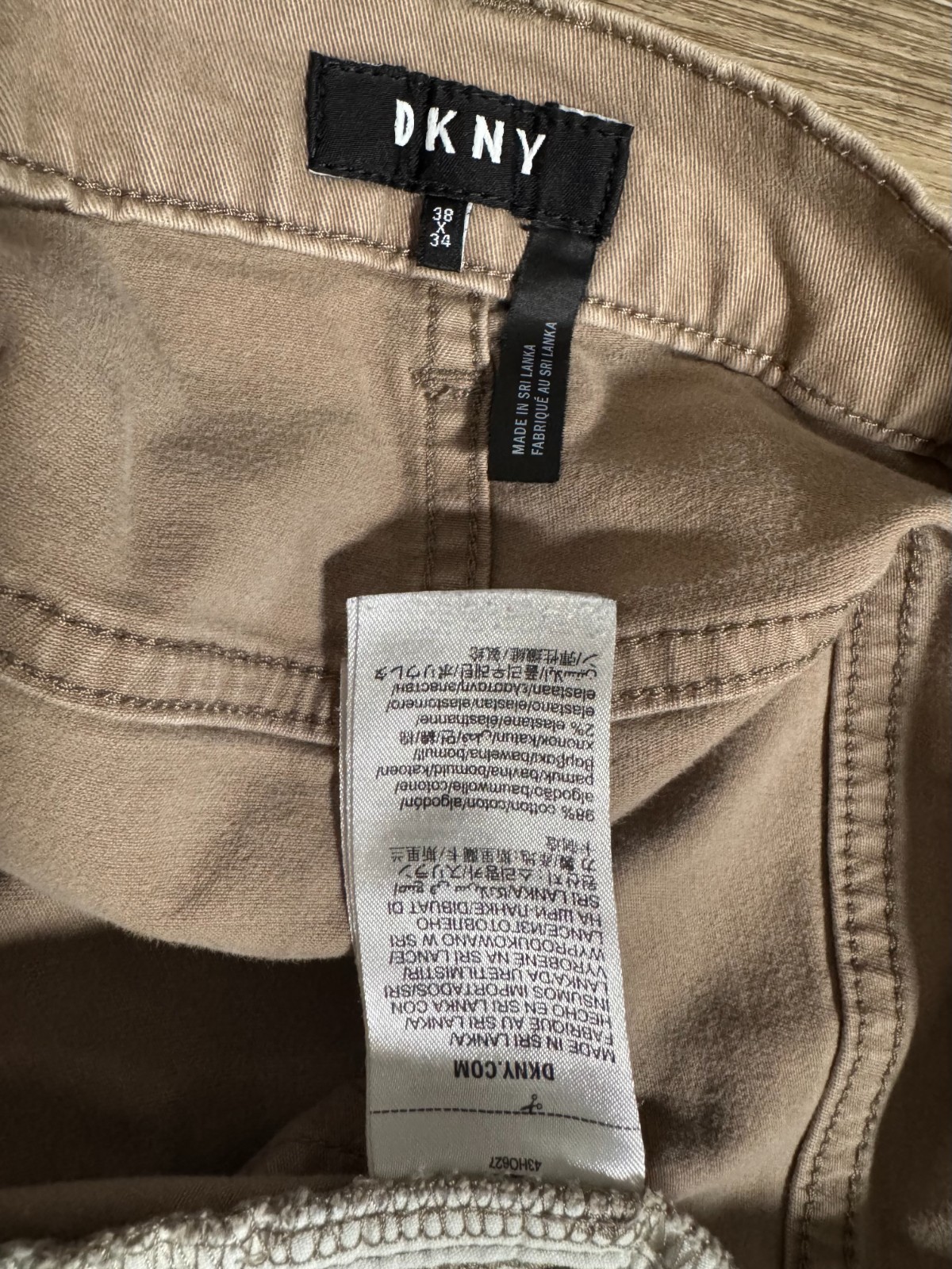 DKNY Slim Twill Pants, Tan 98% Cotton 2% Elastane, “38 x 34”