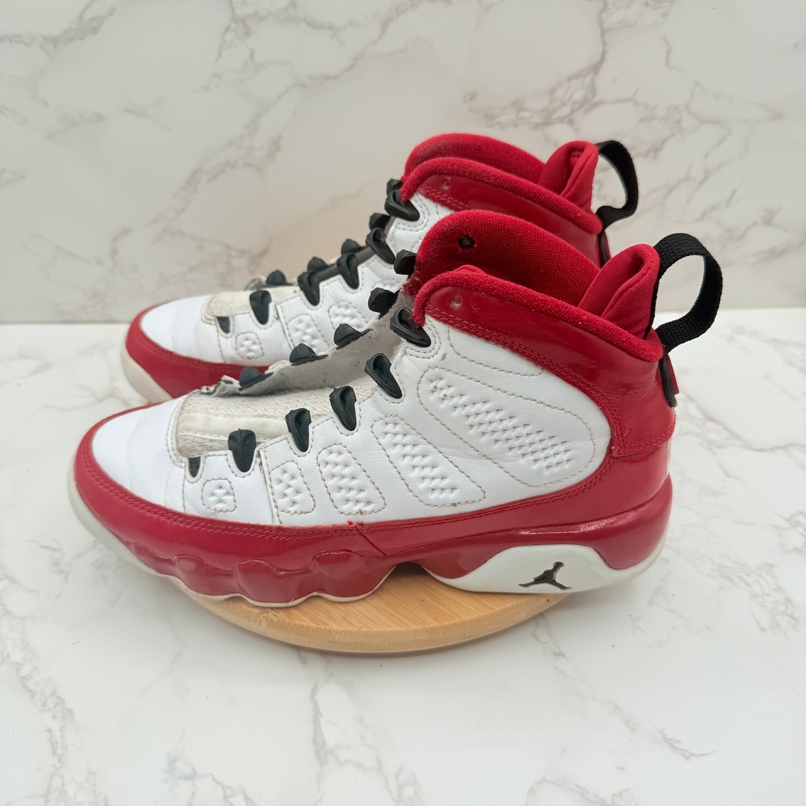 Kids Air Jordan 9 Retro White Red Basketball Shoes Sz 4Y 302359 160