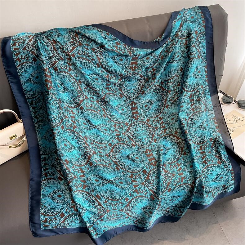Elegant Silk Scarf (43x43in) Lightweight Versatile Large Size Scarves Wraps
