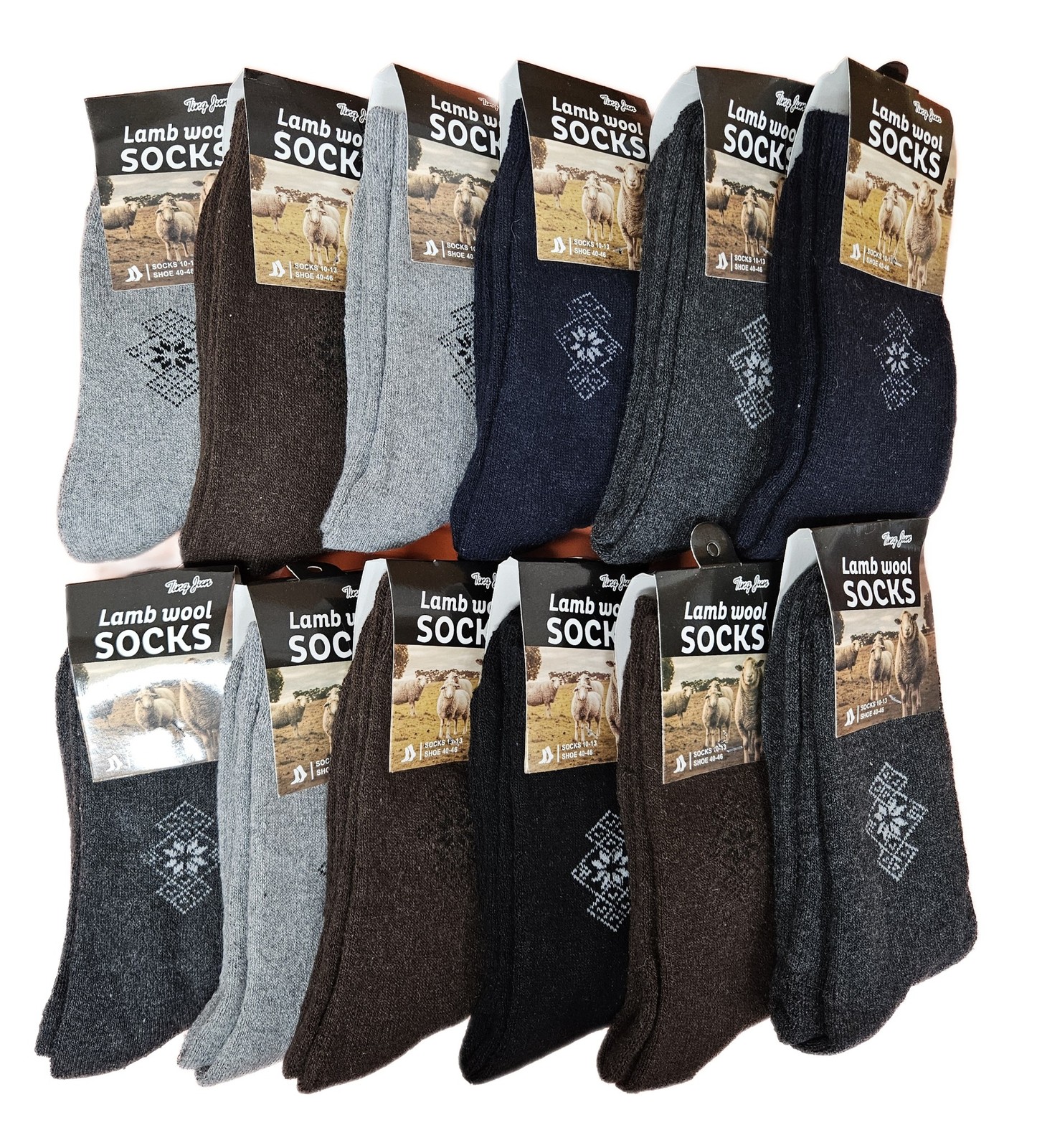 Men Lamb Wool Socks, 12 Pack – Thick Warm Winter Cold Weather Thermal Crew Socks
