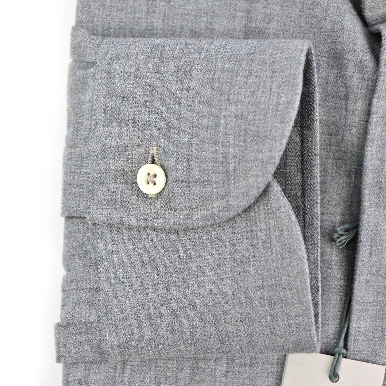 NWT GRIGIO Ash Gray Tic Weave 100% Cotton Spread Collar Dress Shirt 44 17 1/2