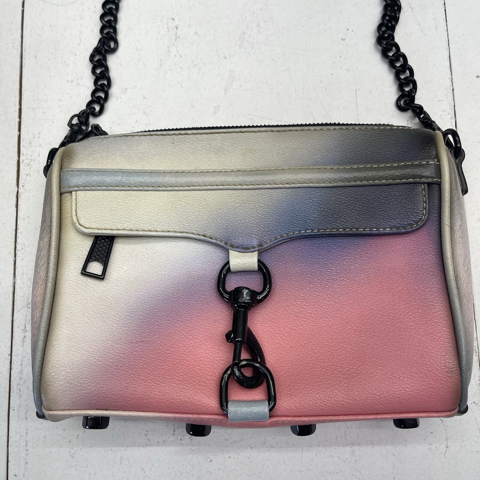 Rebecca Minkoff Mini Mac Pink Blue Graffiti Chain Crossbody Purse