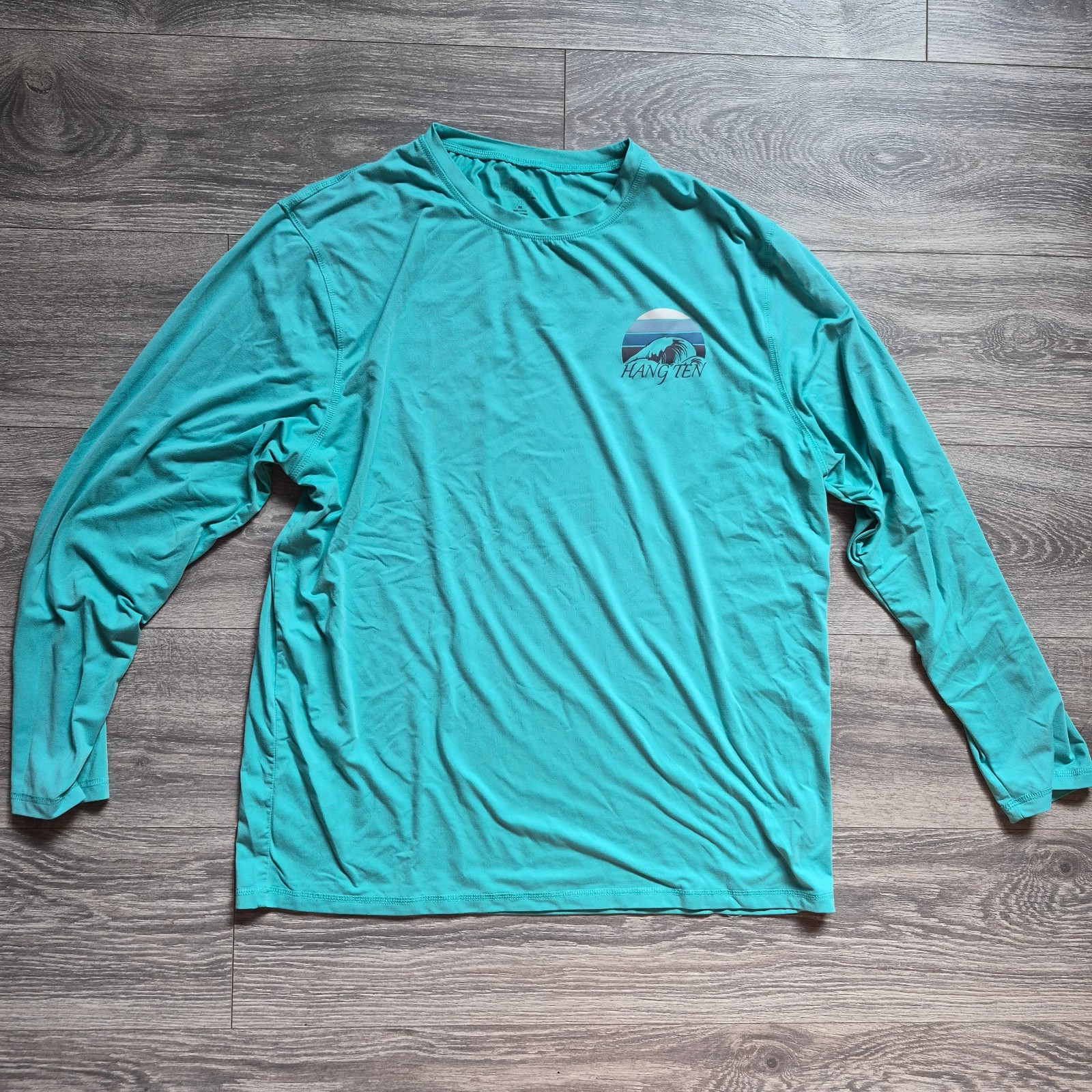 Hang Ten UV Protection 50+ Sea Foam Green Polyester Long Sleeve Shirt Size XL