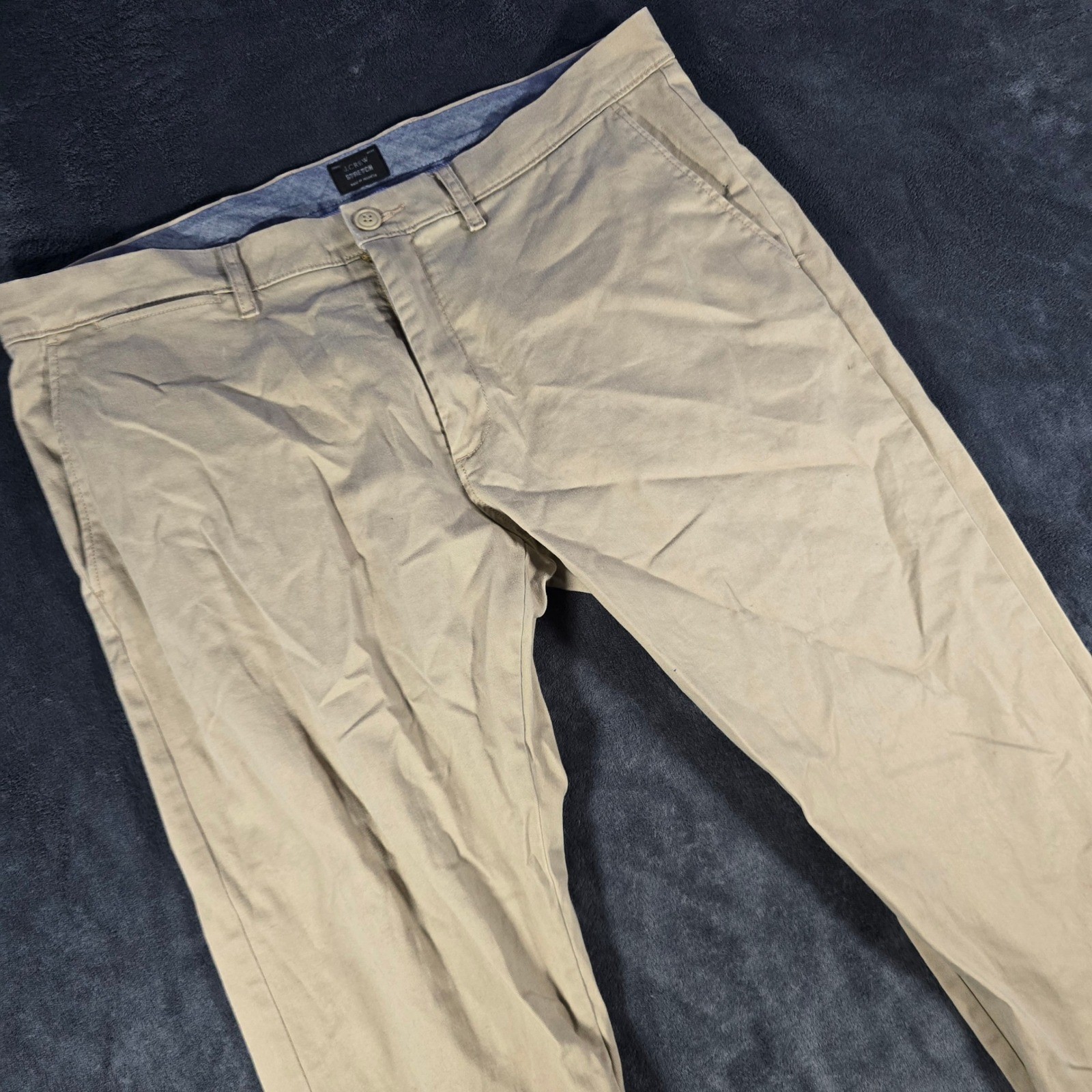 J.Crew Stretch Chinos Pants Casual Everyday Khaki Beige W35 L32 Mens 35×32