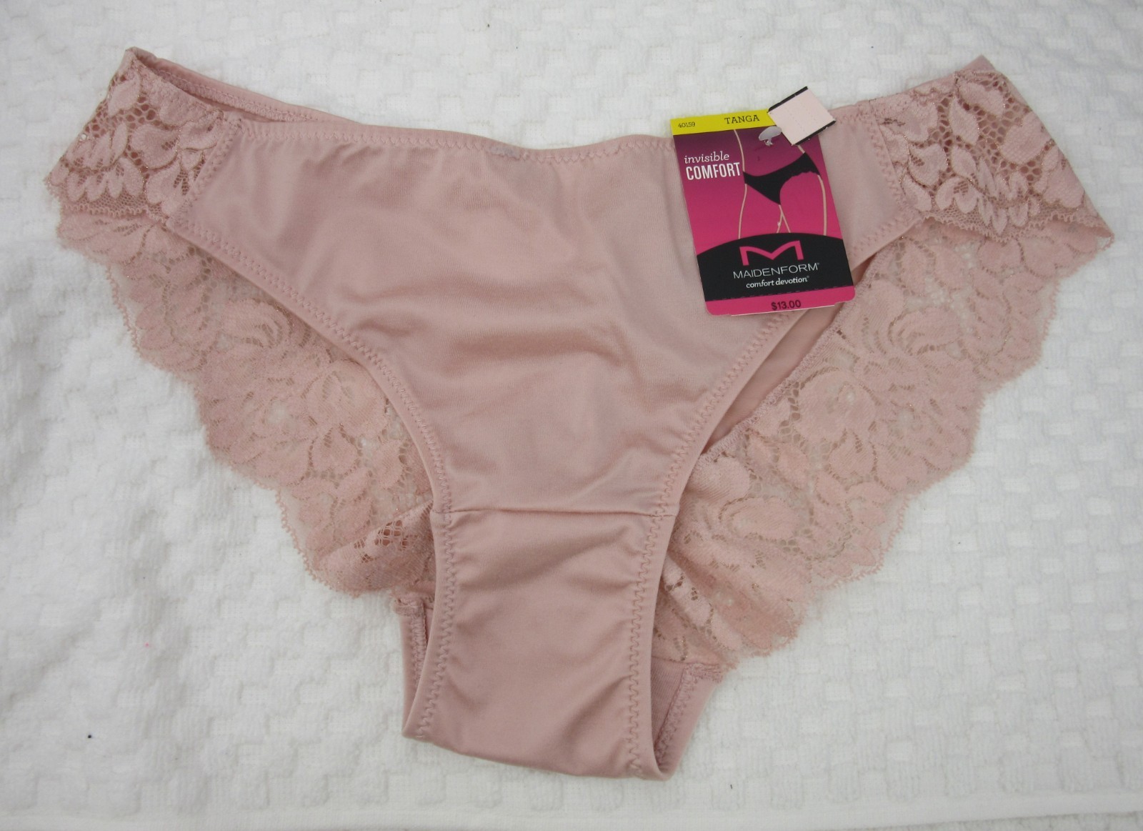 NWT set/3 MAIDENFORM comfort devotion LACE TANGA rose BEIGE WHITE floral BLACK