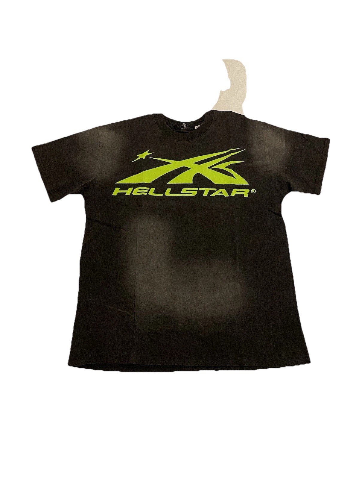 HELLSTAR Sport Logo T-Shirt Black Neon Green Lime Flare Head Gel Tag Size M New