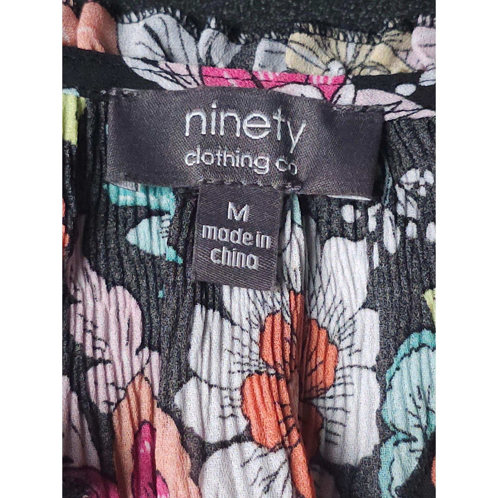 Ninety Clothing Co Boho Peasant Whimsygoth Floral Tunic Blouse Pleated Top M