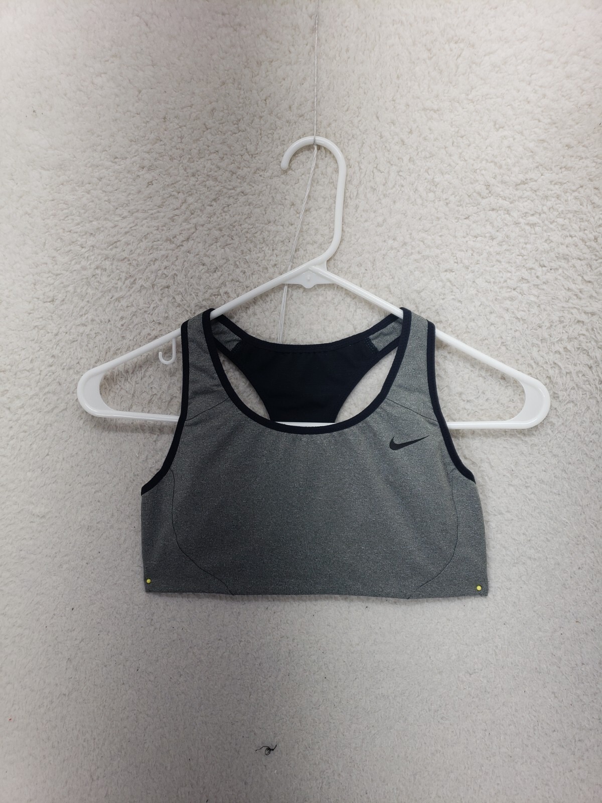 Nike Dri Fit Women Bra Small Gray Black Poly Blend Racerback Active Sport Bra