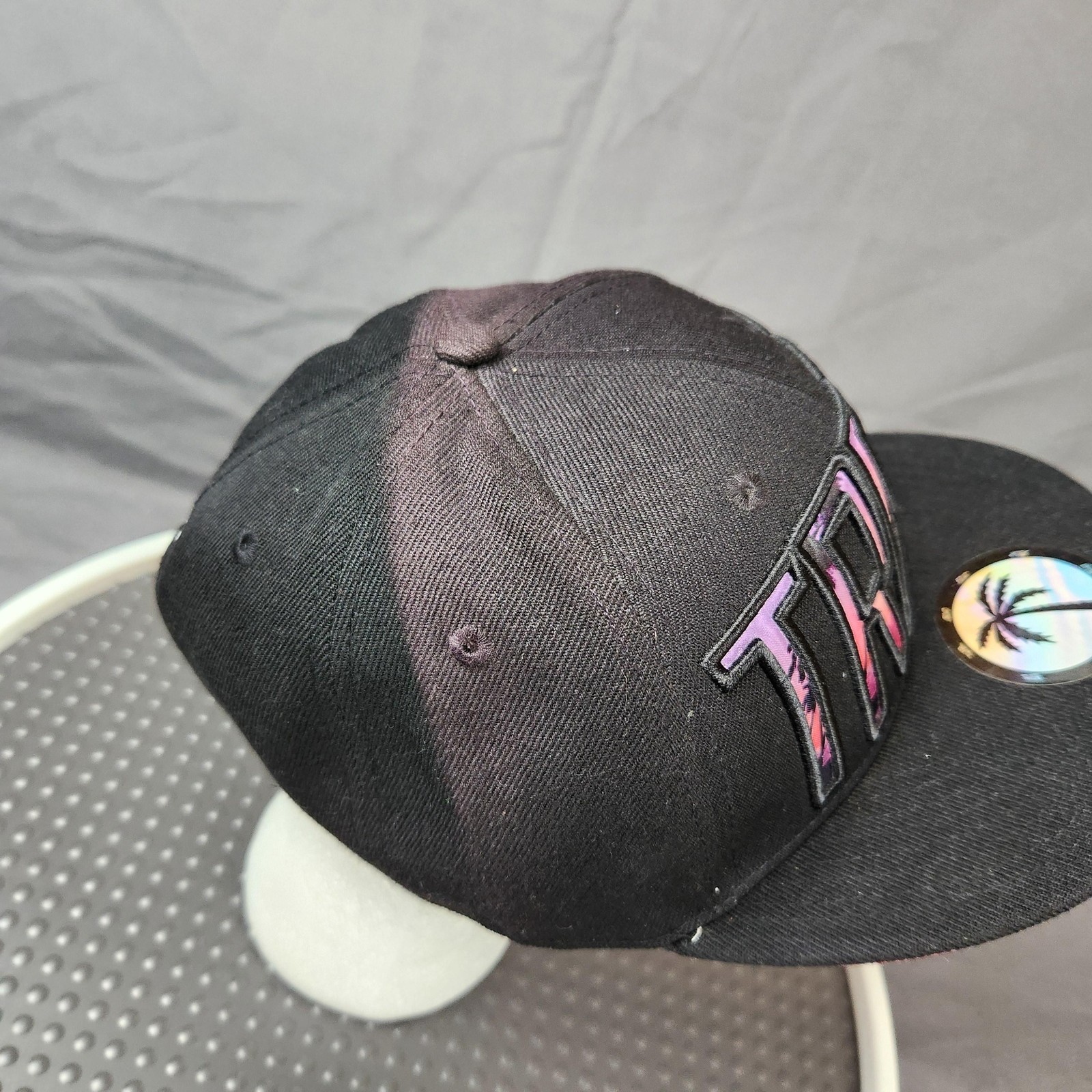 BLVD Trees Hat Cap Snap Back Black Pink Purple Sunset Palm Tree Graphic Mens
