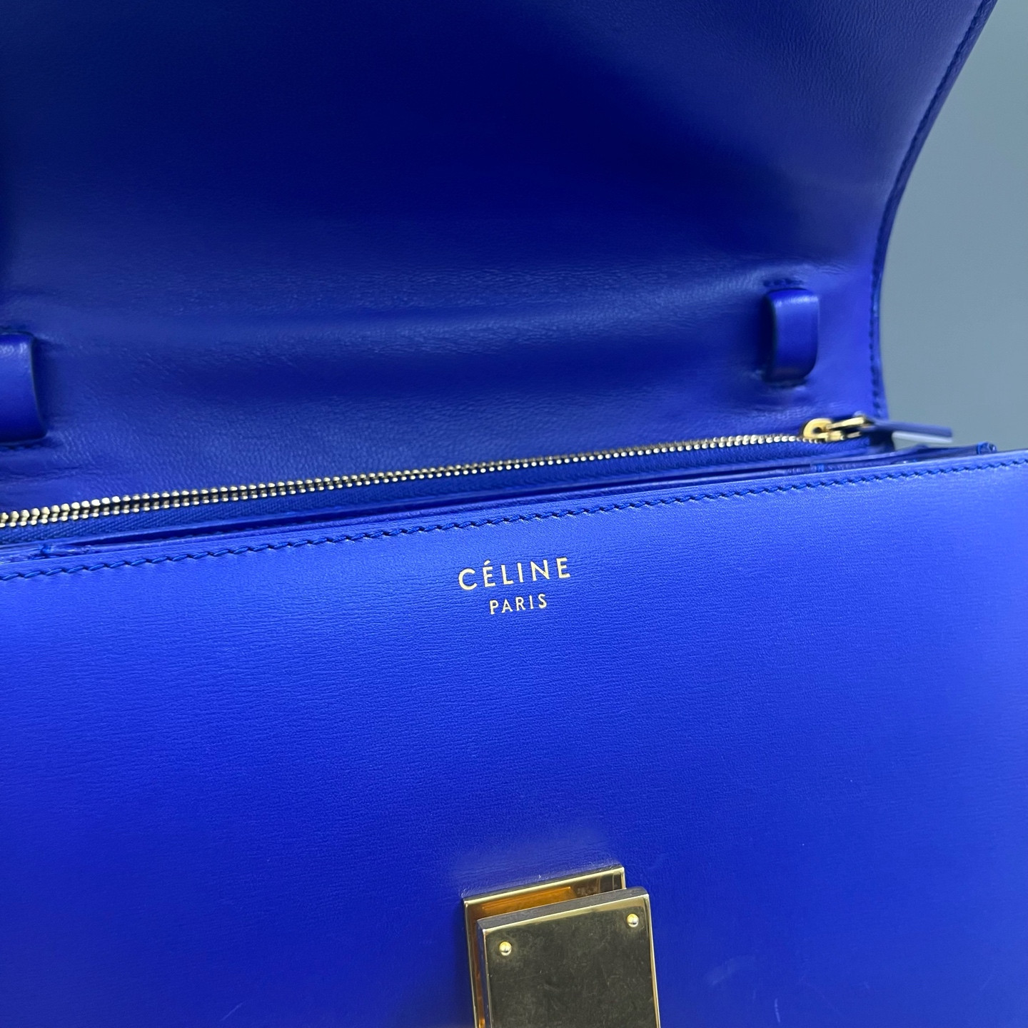 Authentic Celine Classic Box Calfskin Shoulder Bag Blue Gold-Tone eBay AG