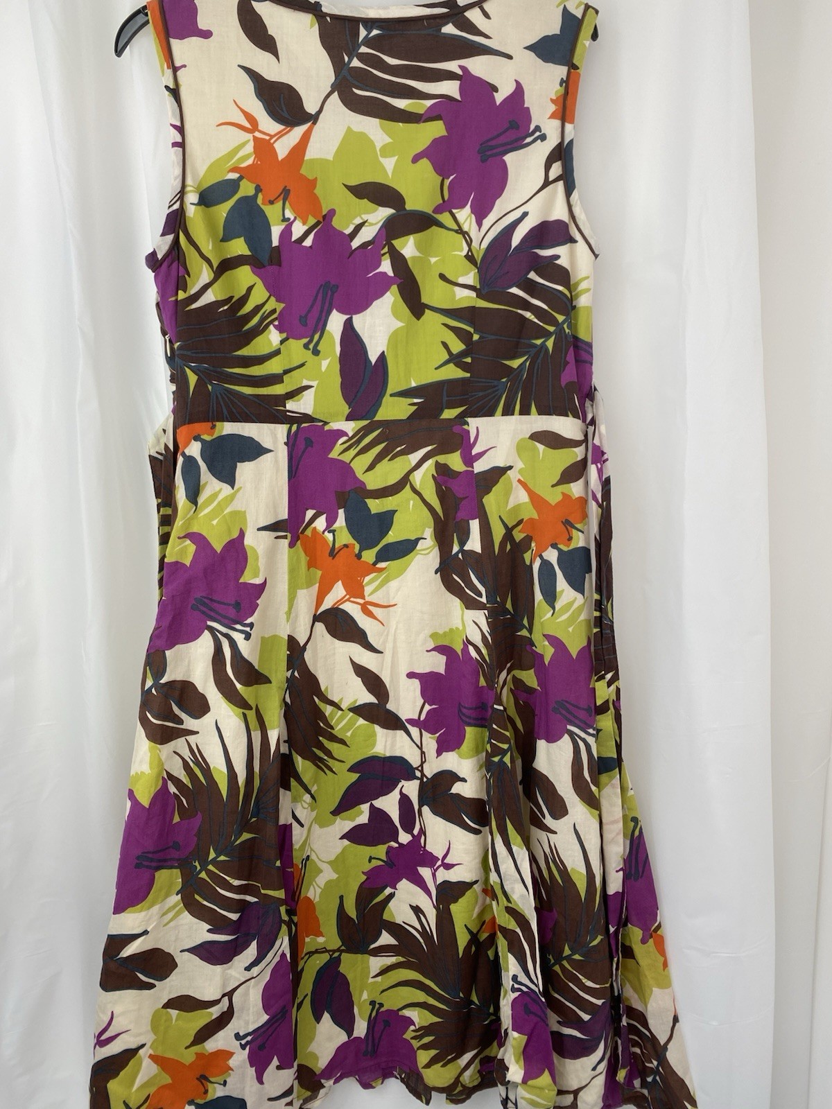 Rocha John Rocha Floral Cotton Summer Dress UK 12 V Neck Sleeveless Debenhams