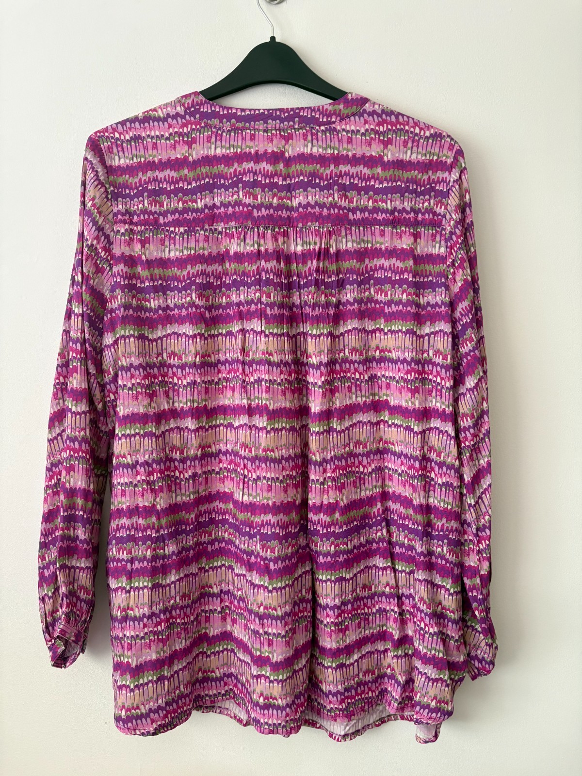 Monsoon Blaire Pink/Purple/Green/Beige Brushstroke Print Blouse Size L