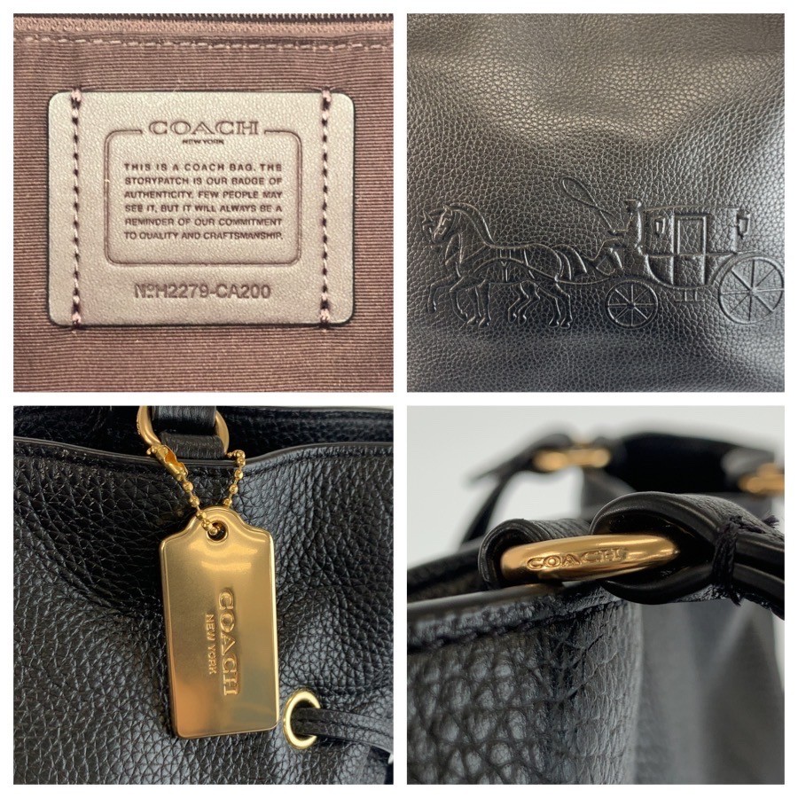 COACH Andy H2279-CA200 Tote Bag Shoulder Bag Black Gold Hardware leather