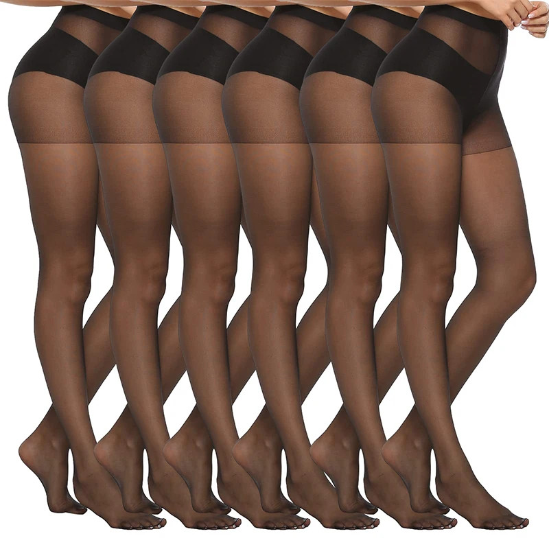 6 Pairs 20D Sheer Tights Ultra Thin High Waist Pantyhose Thigh High Stocking New