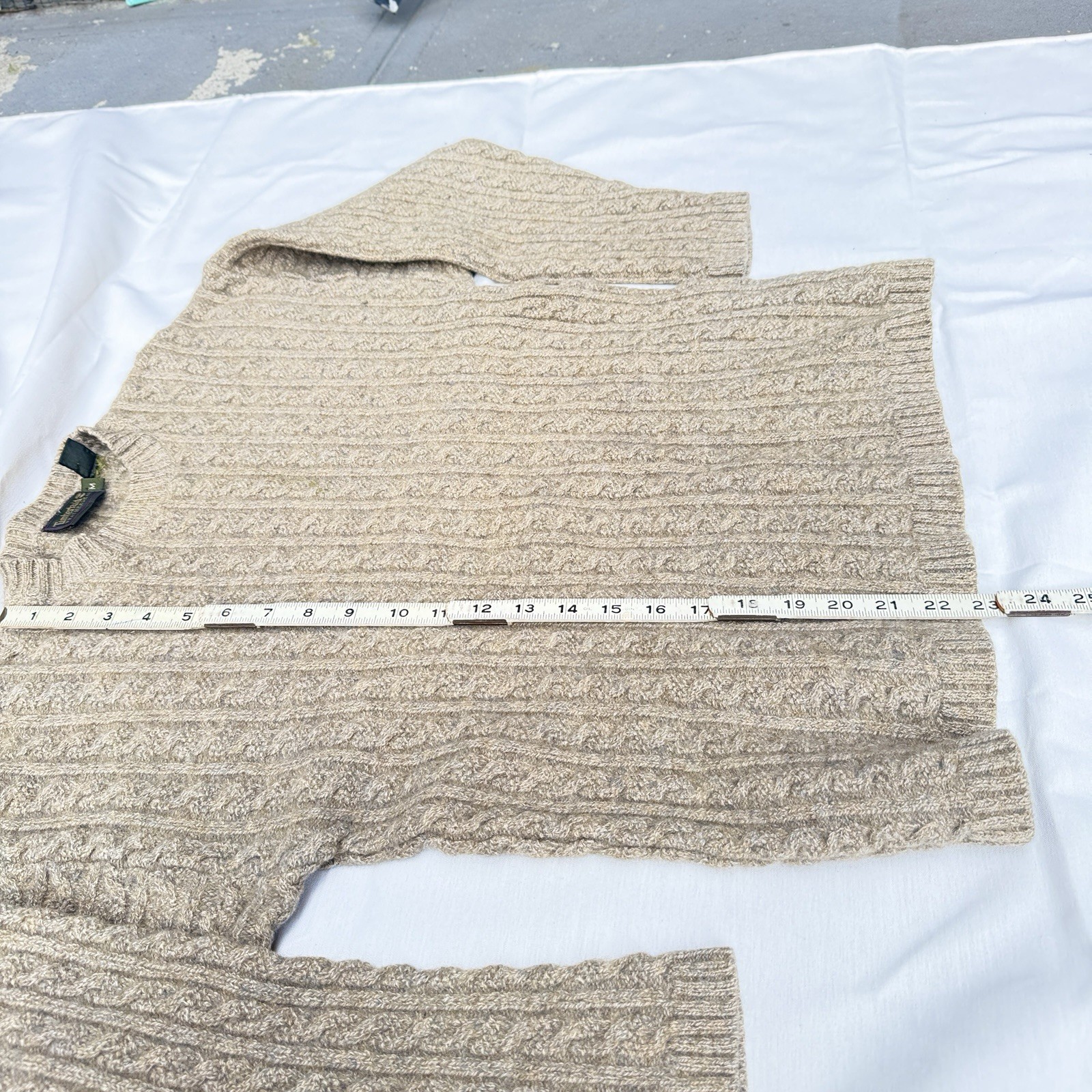 Vintage Timberland Fisherman Cable Knit Sweater Mens M Beige Lambswool P2P 19