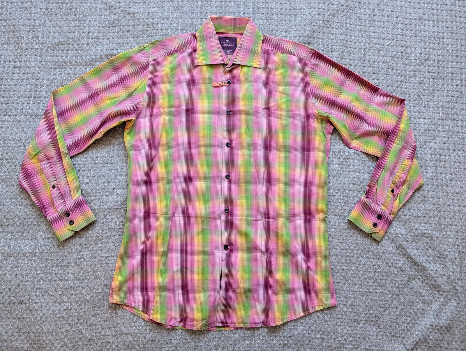 Curtis From Hawes & Curtis Shirt Mens Medium Multicolor Plaid Mayfair Slim Fit