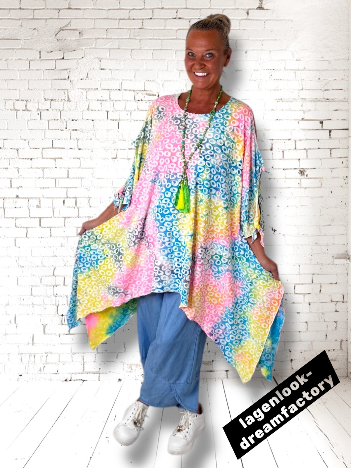 Lagenlook A Line Tunic Shirt Off Shoulder Jacquard Jersey 44-46-48-50-52-54