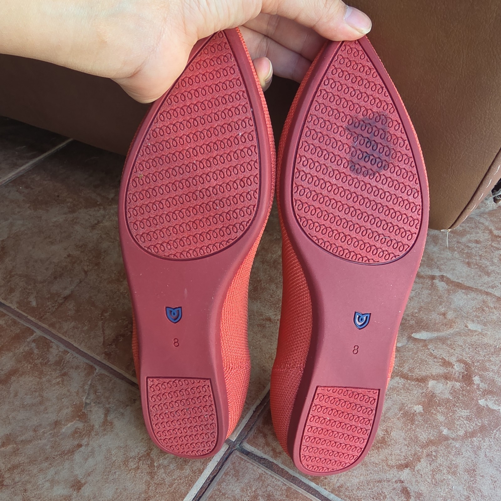 Rothy’s Point Copper Orange shoes flats NEW Size 8