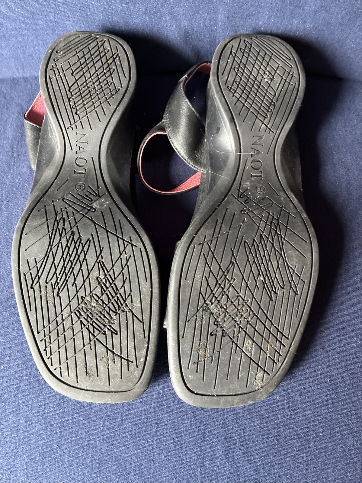 NAOT Essence, Black Sandals, Leather, Cork Buckles Worn Once