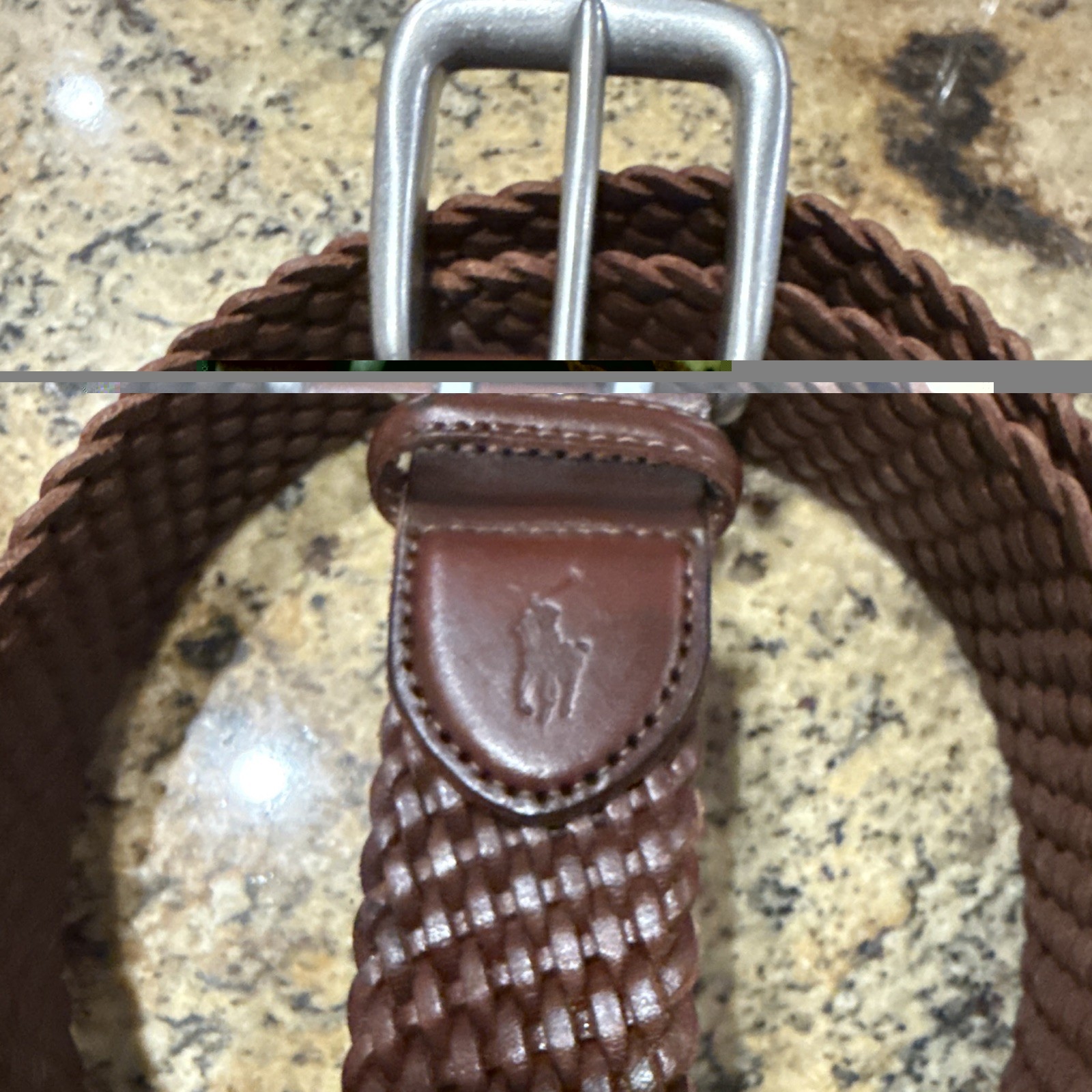 Polo Ralph Lauren Brown Braided Adjustable Belt, Size 34