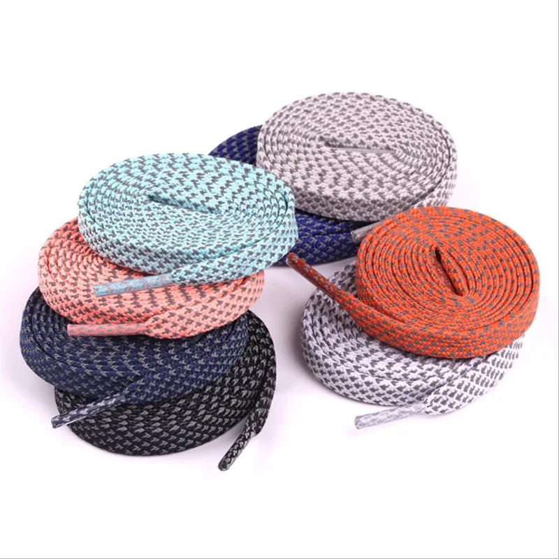 1Pair Flat Reflective Shoelaces For Sneakers Glow At Night Sport Running Luminou