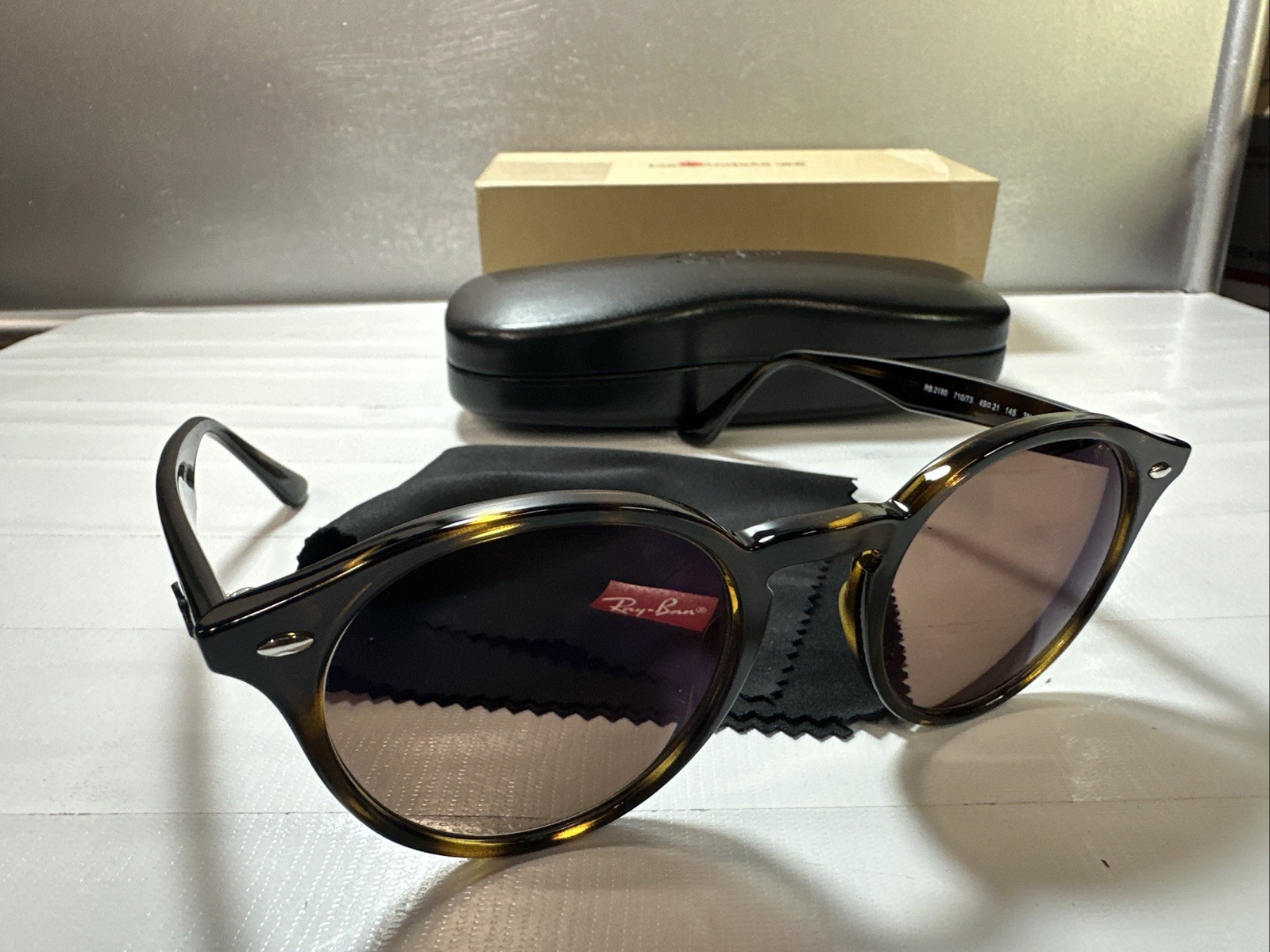 Ray Ban RB2180 Polished Light Havana Frame Brown Lenses Unisex Sunglasses 49Mm