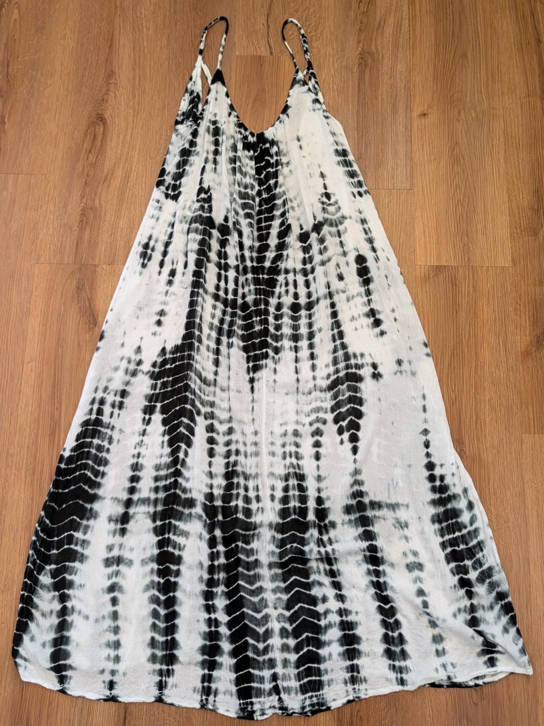 Raviya Oversize Black & White Tie Dye Maxi Dress Size S Boho Beach Whimsy Flowy