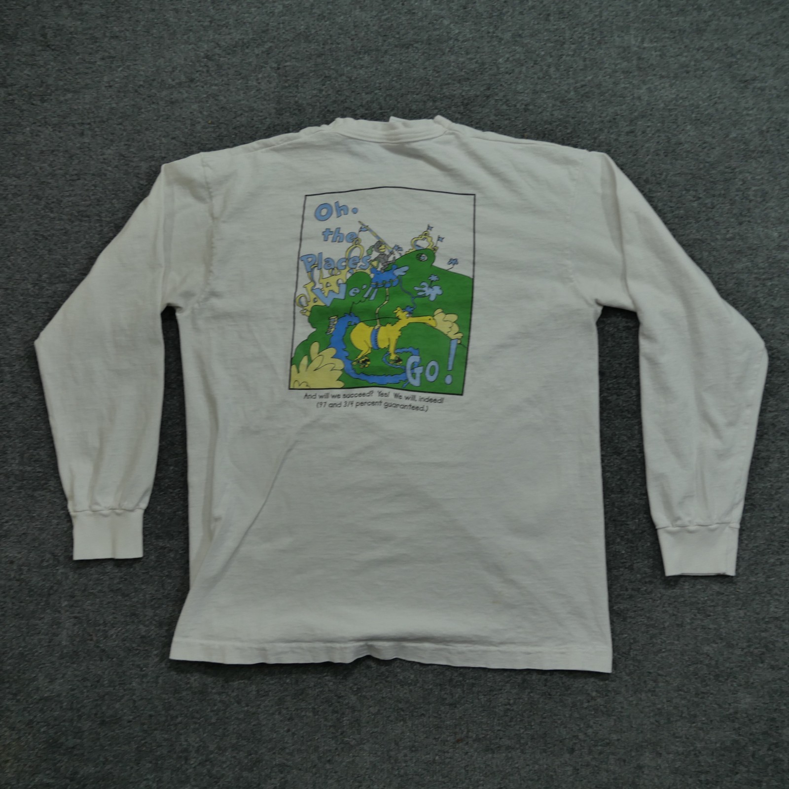 Vintage Dr Seuss T Shirt Adult Large White High School Graduation Art 1997 90s