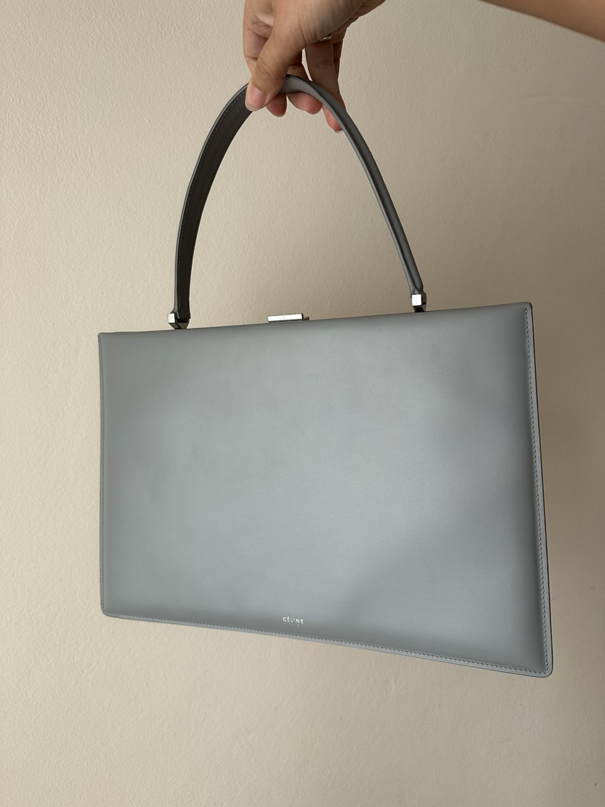 Authentic Celine Medium Clasp Bag Pearl Blue Leather ✨ Phoebe Philo Old Celine