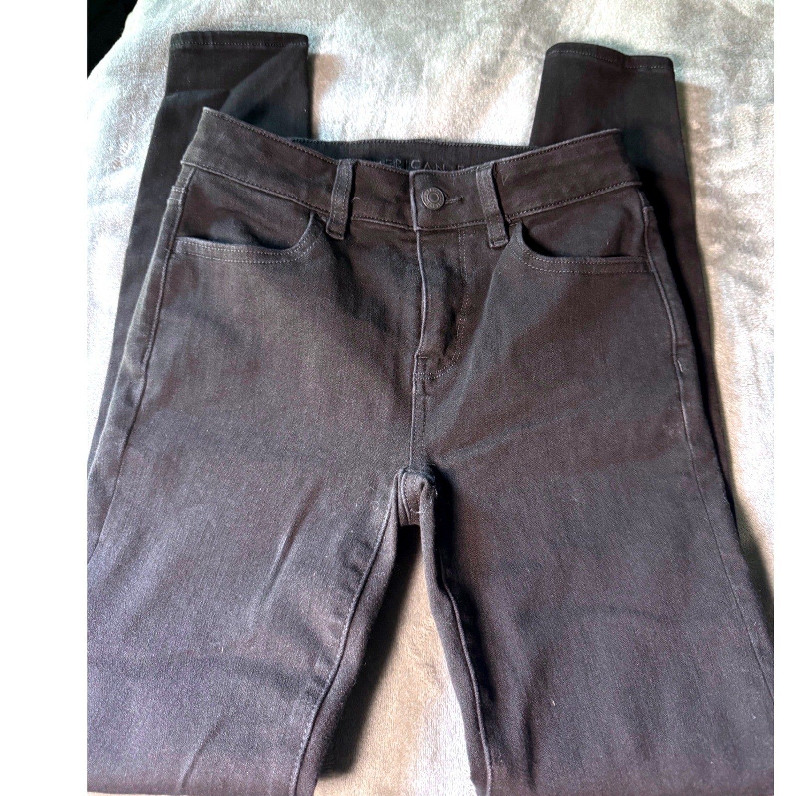 American Eagle Dream Stretch High Waisted Skinny Jeans Black Women Size 00 Reg