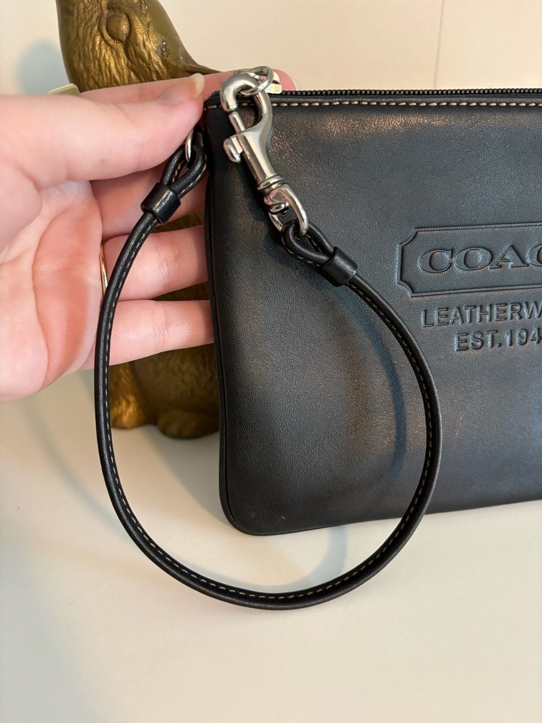 Coach Leatherware Est. 1941 Debossed Leather Wristlet