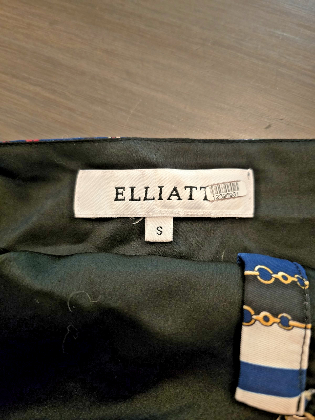 Elliatt Florentine Crop Top Black Lace Trim Blue & Gold Button Front Sz S