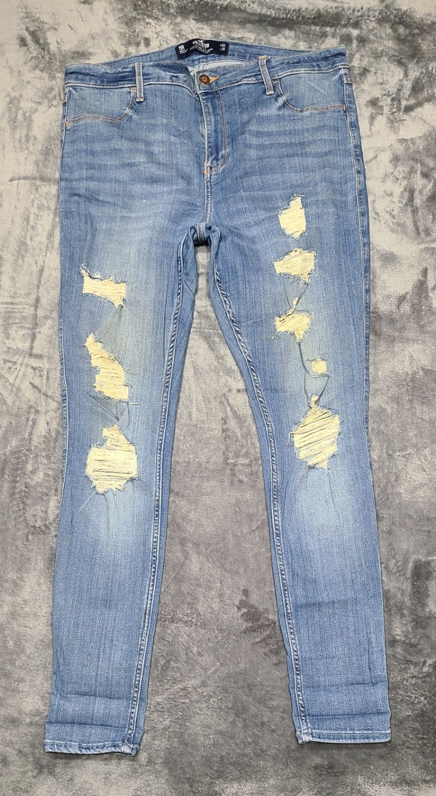 Hollister Women’s High Rise Skinny Jean Legging Light Wash Distressed Stretch
