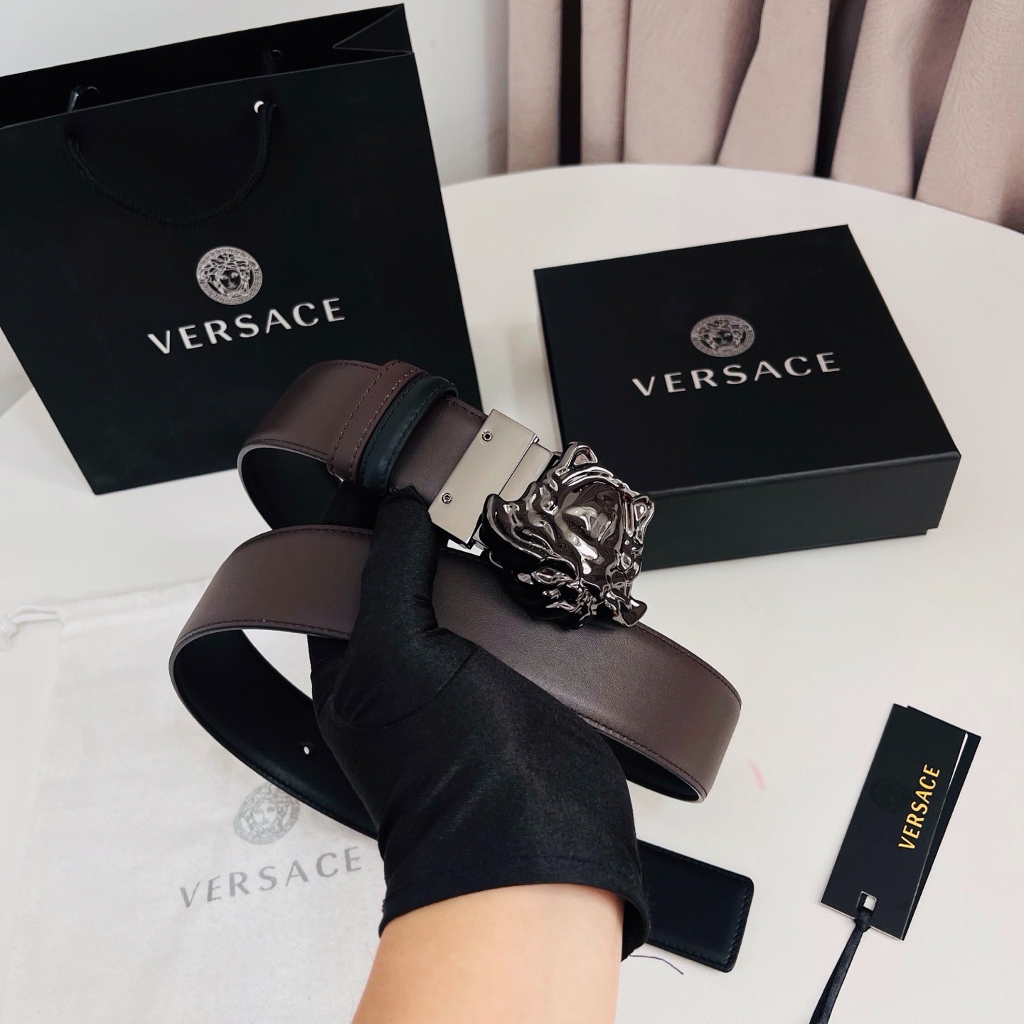 Authentic Versace La Medusa Men’s Leather Belt