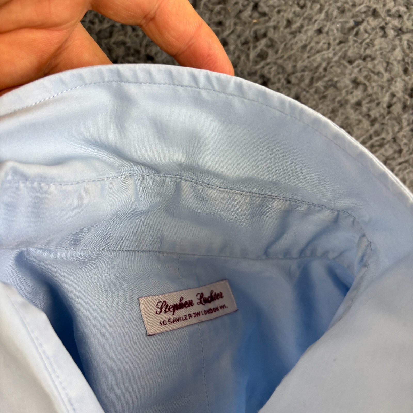 Stephen Lachter Shirt Men 16″ 50″ Chest Blue Dress Formal Double Cuff Savile