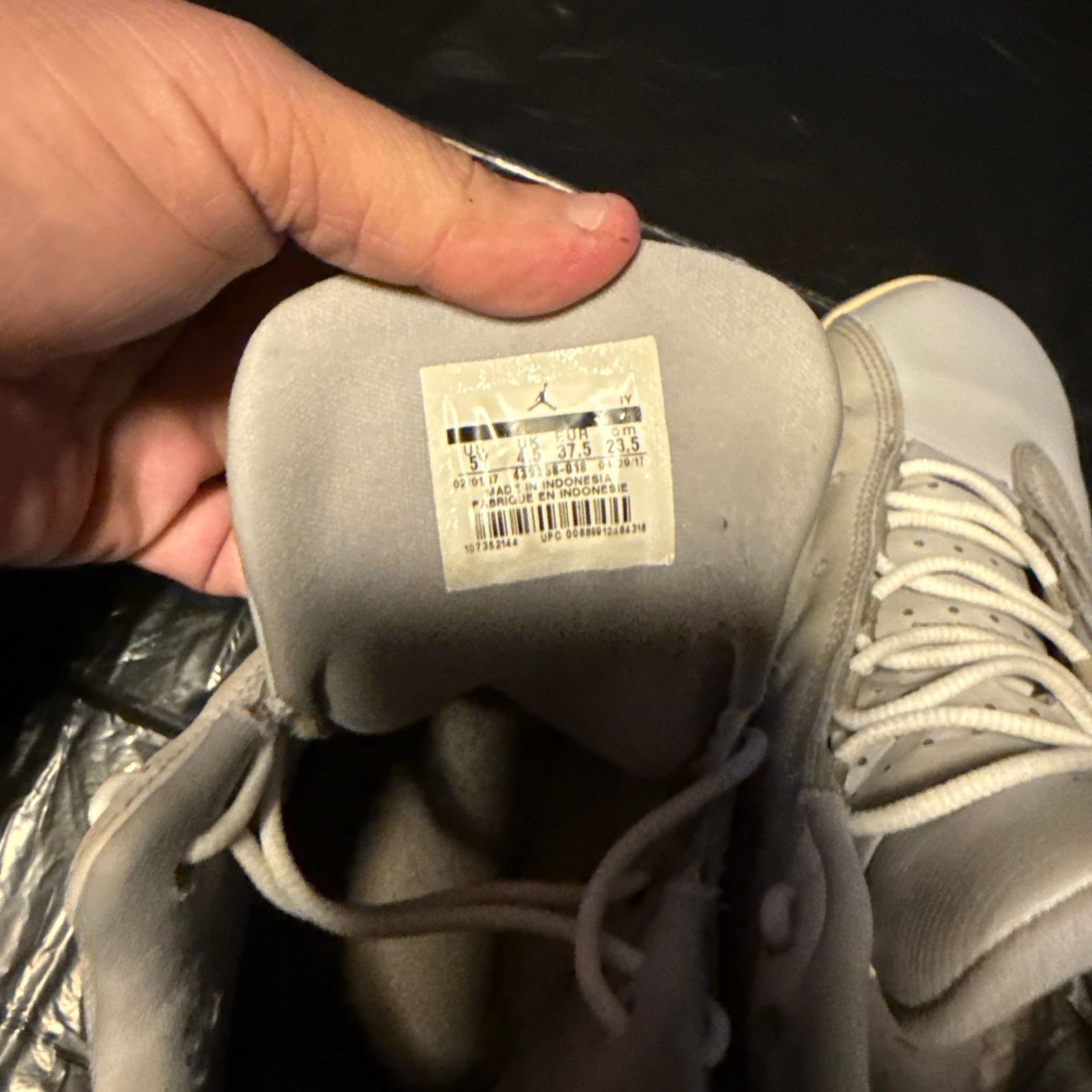 Nike Air Jordan 13 Retro High Top Sneakers, Grey/Tan Leather, Size 5