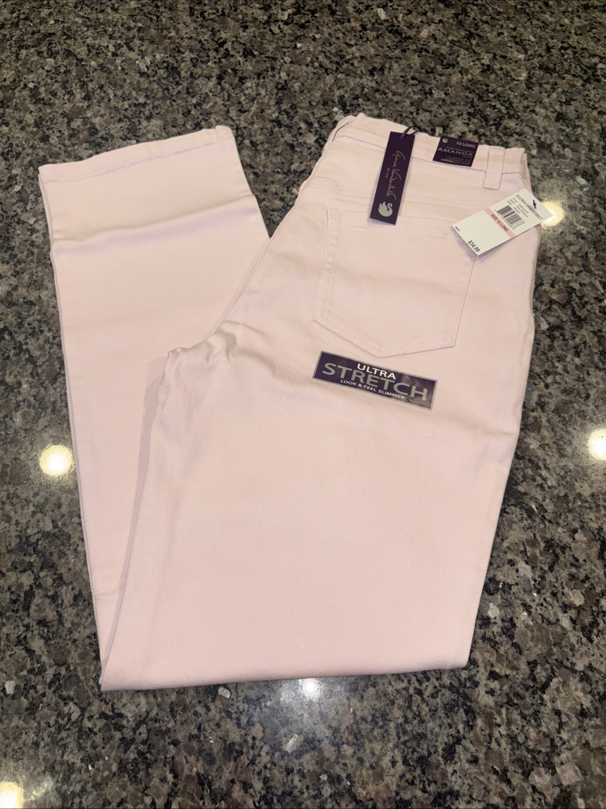 Gloria Vanderbilt Womens Pink Amanda Stretch Denim Pants Sz 10 New With Tags