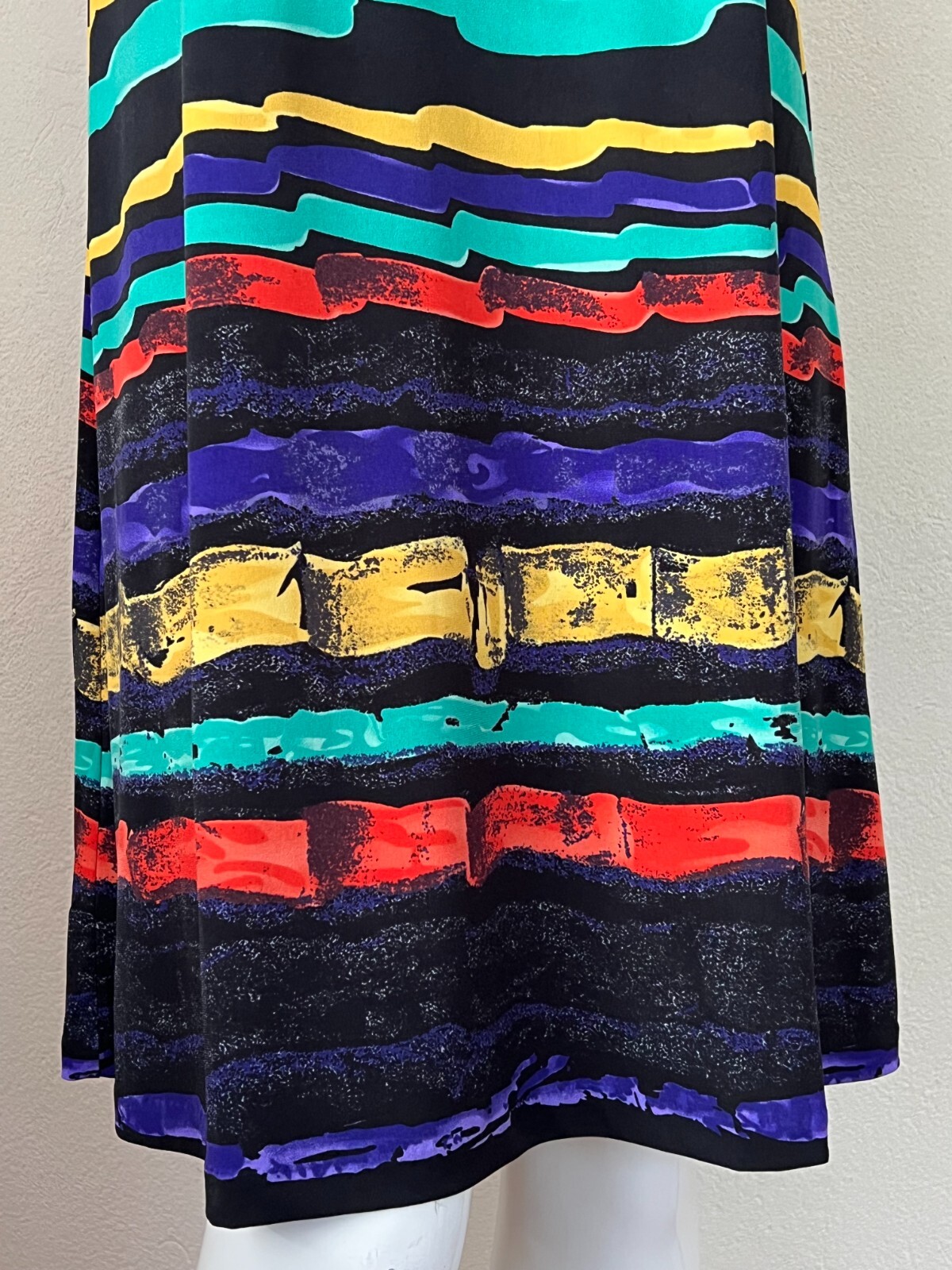Leona Edmiston Ruby Dress Size 3 | 14 Black Yellow Green Blue Red Stripe Party